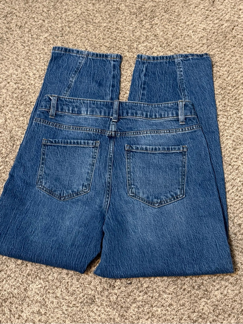 Barrel Jeans Diagonal Seam Time and Tru Blue High-Rise Straight Jeans Size 12 - Picture 6 of 6